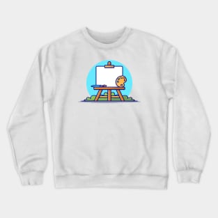 Easel Art Board, Paint pallet And Paint Brush Cartoon Vector Icon Illustration (2) Crewneck Sweatshirt